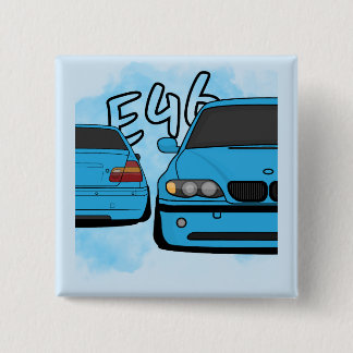 Bóton Quadrado 5.08cm Entusiasta de Carro de Desenho Animado Sedan Espor