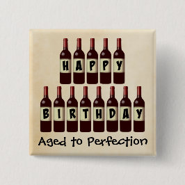 Bóton Quadrado 5.08cm Envelhecido ao feliz aniversario de amante de