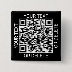 Bóton Quadrado 5.08cm Envie Seu Código QR Site Moderno ou Leia para Paga