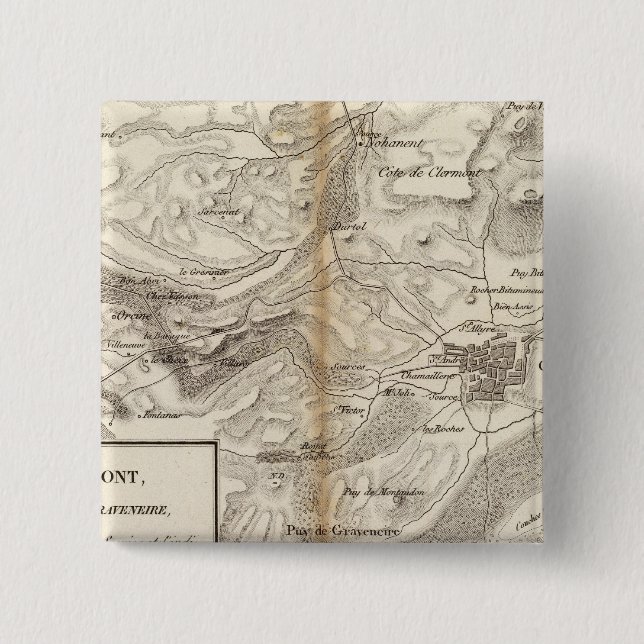 Bóton Quadrado 5.08cm Environs de Clermont (Frente)