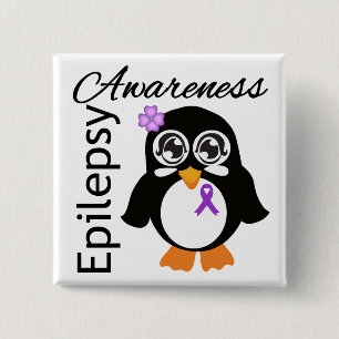 Bóton Quadrado 5.08cm Epilepsy Awareness Penguin