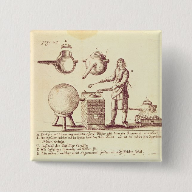 Bóton Quadrado 5.08cm Equipamento destilando (Frente)