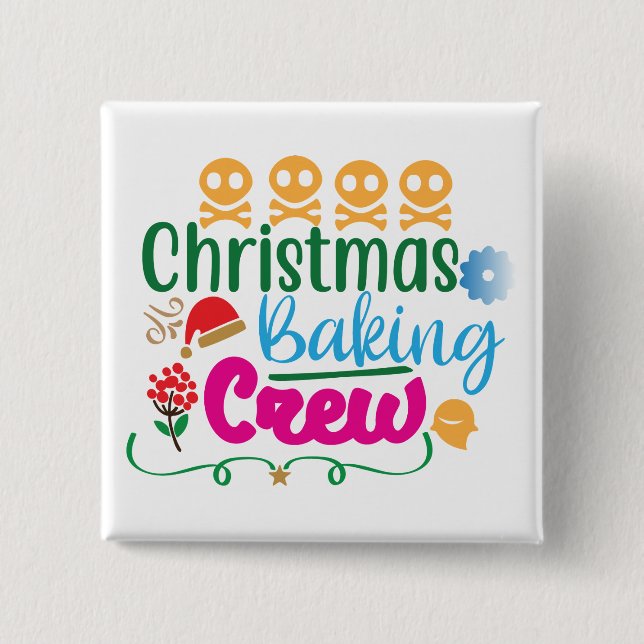 Bóton Quadrado 5.08cm Equipe de Confeitaria de Natal-81603 (Frente)