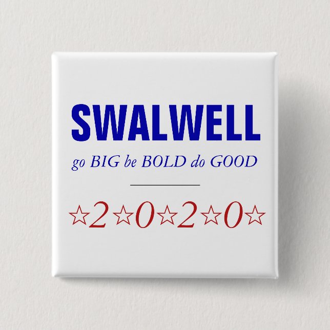 Bóton Quadrado 5.08cm Eric Swalwell| Grande Negrito| Presidencial 2020 (Frente)