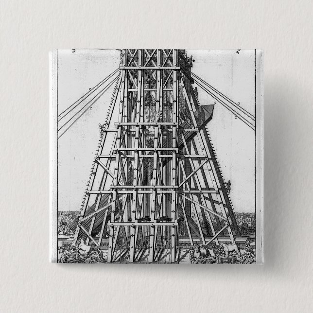 Bóton Quadrado 5.08cm Erigindo o Obelisk egípcio antigo (Frente)