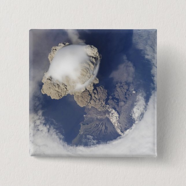 Bóton Quadrado 5.08cm Erupção do vulcão Sarychev (Frente)