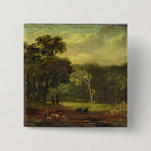 Bóton Quadrado 5.08cm Esboço da natureza no parque de Sion, 1819 (óleo