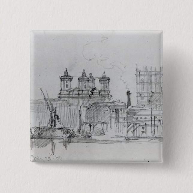 Bóton Quadrado 5.08cm Esboço de Westminster, 1860 (Frente)