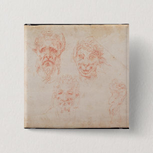Bóton Quadrado 5.08cm Esboços W.33 das caras dos satyrs