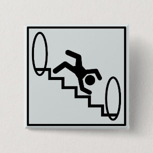 Bóton Quadrado 5.08cm Escadas de Stickman - perigo