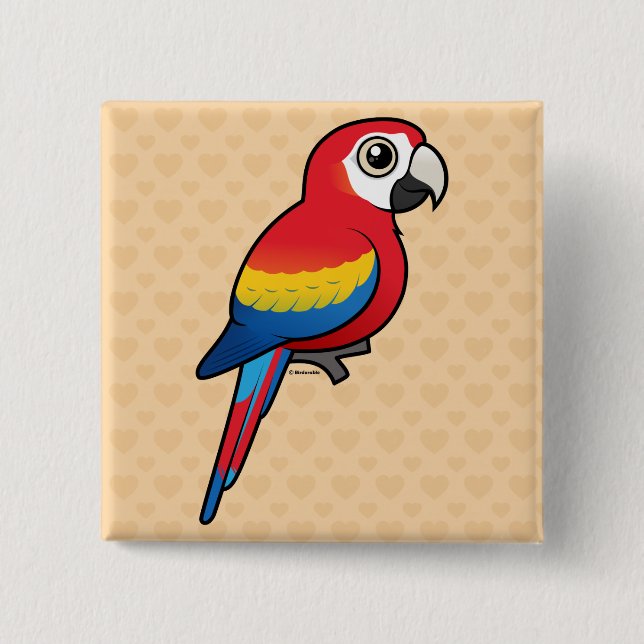 Bóton Quadrado 5.08cm Escarlate do Macaw (Frente)