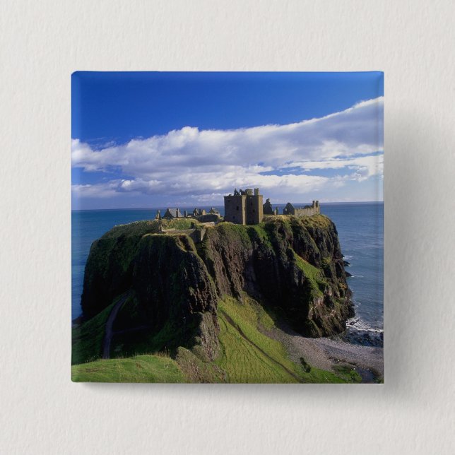 Bóton Quadrado 5.08cm Escócia, Aberdeen. Castelo de Dunnotar. (Frente)