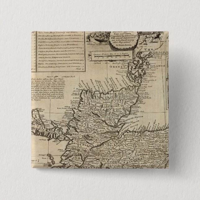 Bóton Quadrado 5.08cm Escócia e Grã-Bretanha Norte (Frente)