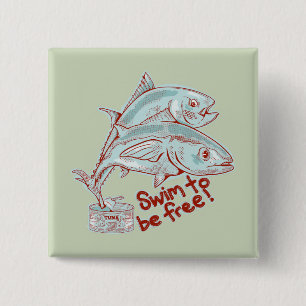 Bóton Quadrado 5.08cm Escova engraçada de atum