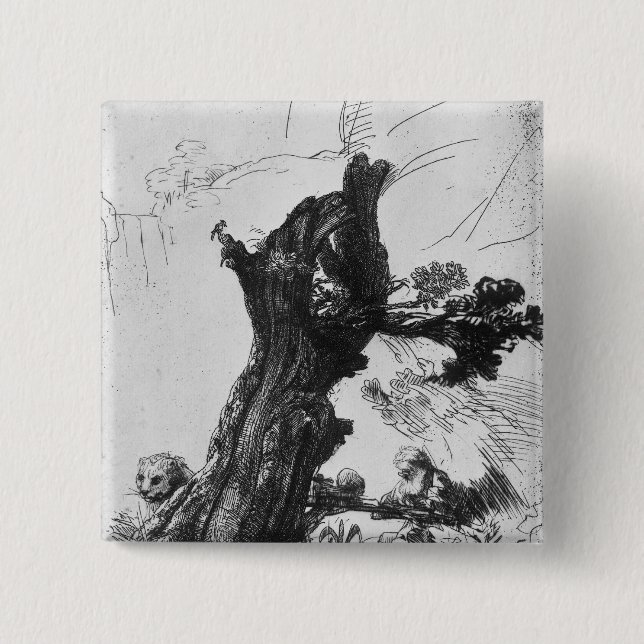 Bóton Quadrado 5.08cm Escrita de St Jerome, 1648 (Frente)