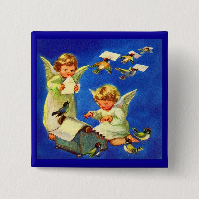 Bóton Quadrado 5.08cm escritório de correspondência angel (Frente)