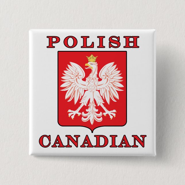 Bóton Quadrado 5.08cm Escudo canadiano polonês (Frente)