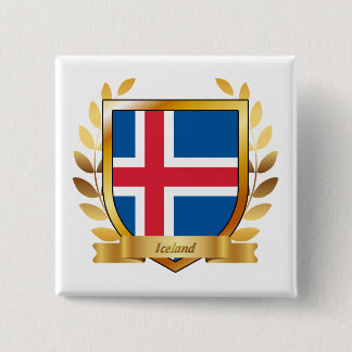 Bóton Quadrado 5.08cm Escudo da Bandeira da Islândia