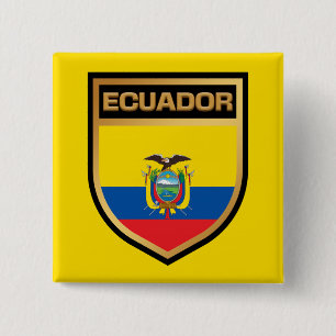 Bóton Quadrado 5.08cm Escudo do Sinalizador do Equador