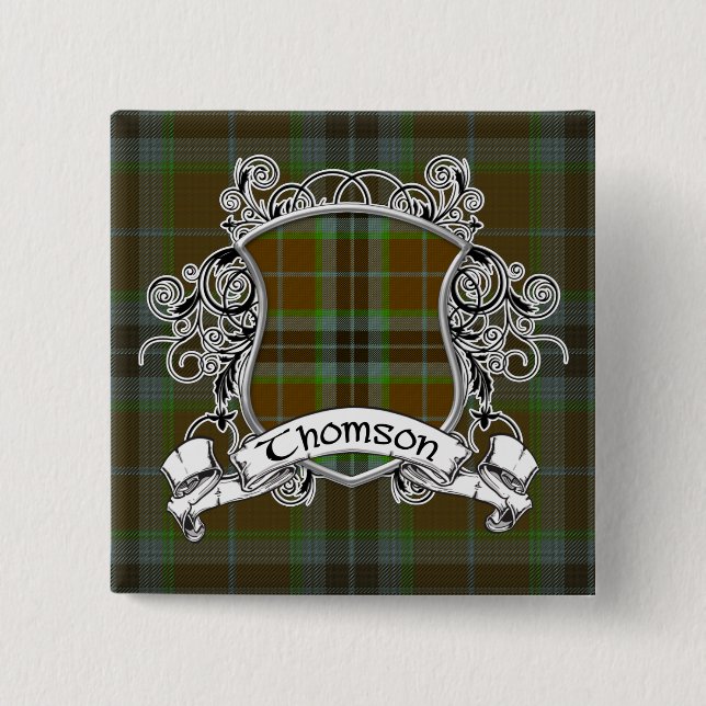 Bóton Quadrado 5.08cm Escudo Thomson Tartan (Frente)