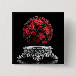 Bóton Quadrado 5.08cm Esfera Mandelbrot Vermelha e Preta em Pedestal de