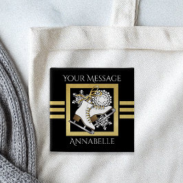 Bóton Quadrado 5.08cm Esfolamento de gelo Dourado preto personalizado