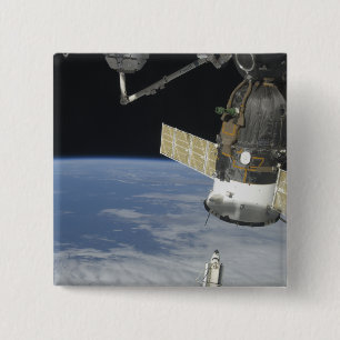 Bóton Quadrado 5.08cm Esforço do vaivém espacial, uma nave espacial de