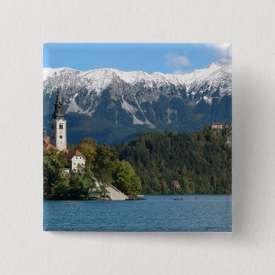 Bóton Quadrado 5.08cm Eslovênia, Bled, Lago Bled, Ilha Bled, Bled 2