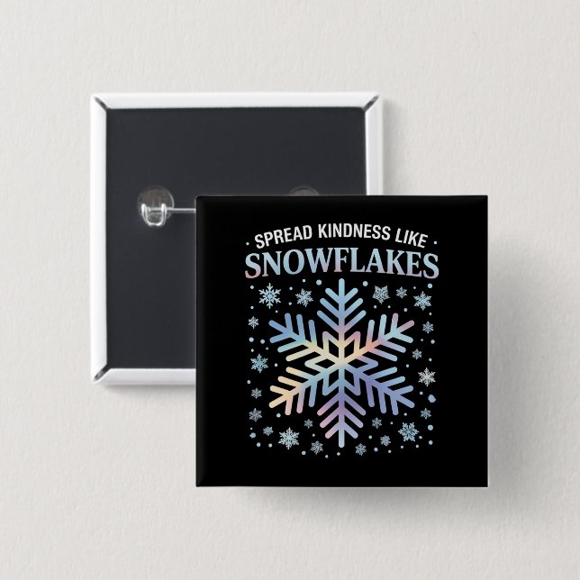 Bóton Quadrado 5.08cm Espalhe Bondade Como Flocos de Neve Natal Professo (Frente & Verso)