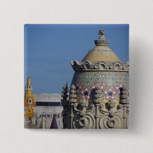 Bóton Quadrado 5.08cm Espanha, Catalunha, Barcelona. Telhado de Barcelon