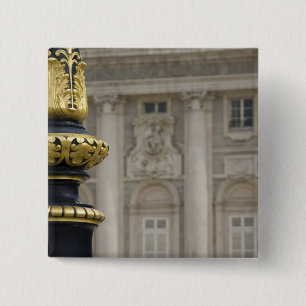 Bóton Quadrado 5.08cm Espanha, Madrid. Palácio Real, lustre dourado orna