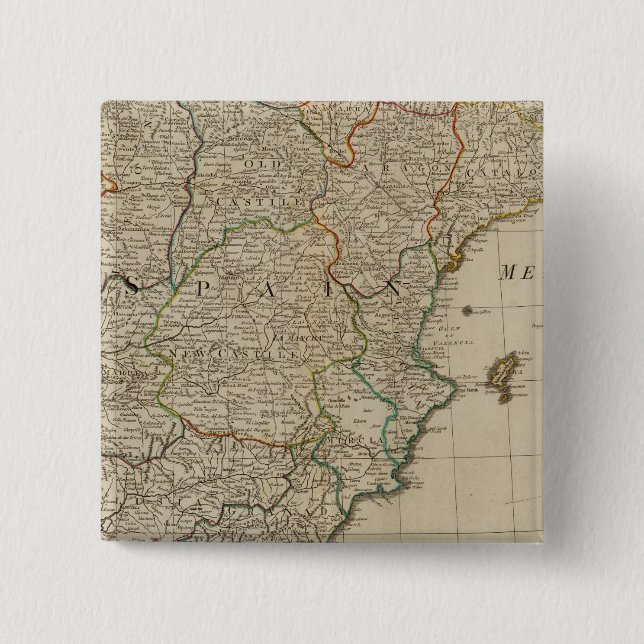 Bóton Quadrado 5.08cm Espanha, Portugal (Frente)