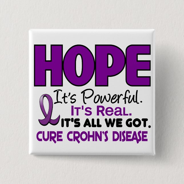 Bóton Quadrado 5.08cm ESPERANÇA 1 da doença de Crohn (Frente)