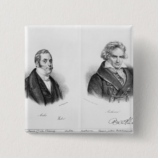 Bóton Quadrado 5.08cm Esprit Auber e Ludwig van Beethoven (Frente)