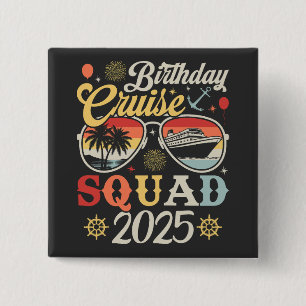Bóton Quadrado 5.08cm Esquadra de Cruzeiro de Aniversário 2025 Família C