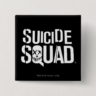 Bóton Quadrado 5.08cm Esquadrão Suicida Logotipo branco