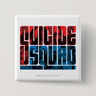 Bóton Quadrado 5.08cm Esquadrão Suicida Logotipo vermelho e azul