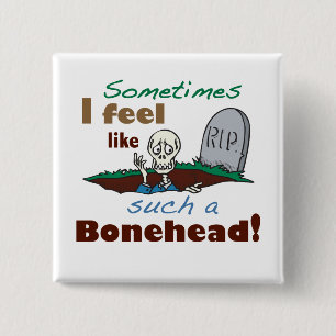 Bóton Quadrado 5.08cm Esqueleto Bonehead Engraçado