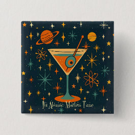 Bóton Quadrado 5.08cm Está na Hora do Martini Atômico Estrelas Cósmicas