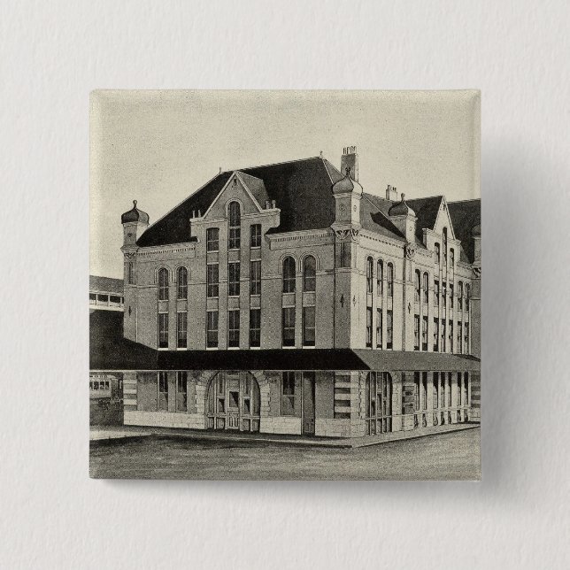 Bóton Quadrado 5.08cm Estação, Concord & Montreal Railroad, Concord (Frente)