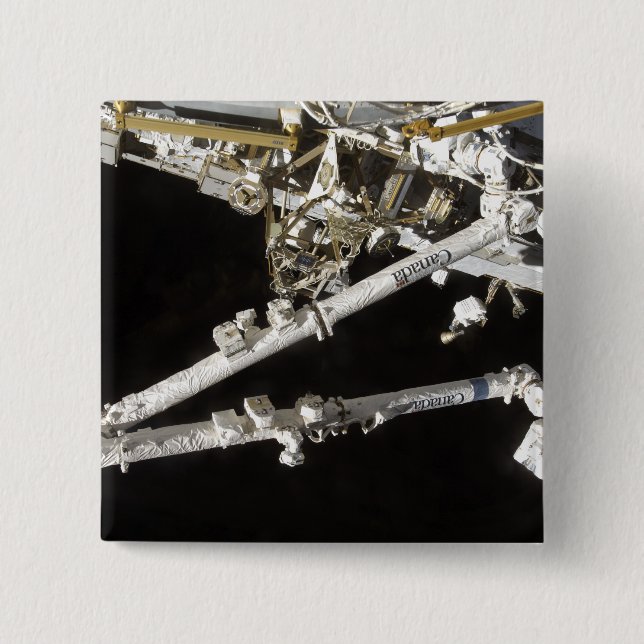 Bóton Quadrado 5.08cm Estação espacial construída no Canadá (Frente)