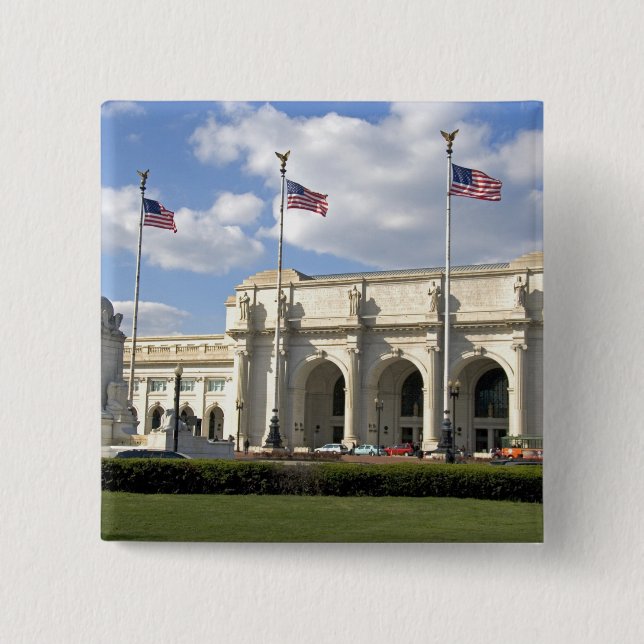 Bóton Quadrado 5.08cm Estação Union em Washington, D.C. (Frente)