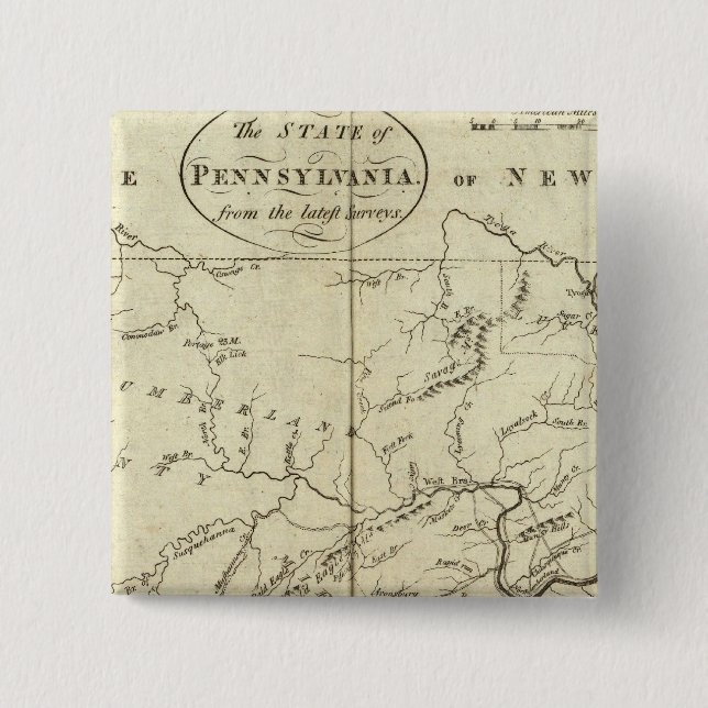 Bóton Quadrado 5.08cm Estado da Pensilvânia (Frente)