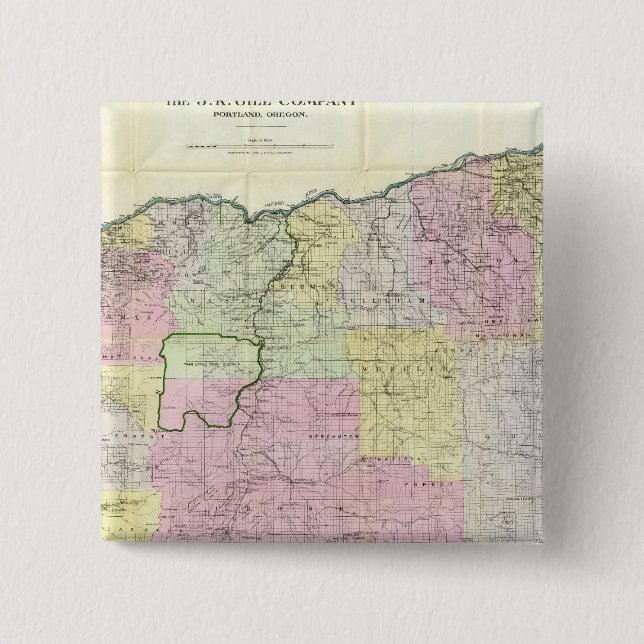 Bóton Quadrado 5.08cm Estado de Oregon (Frente)