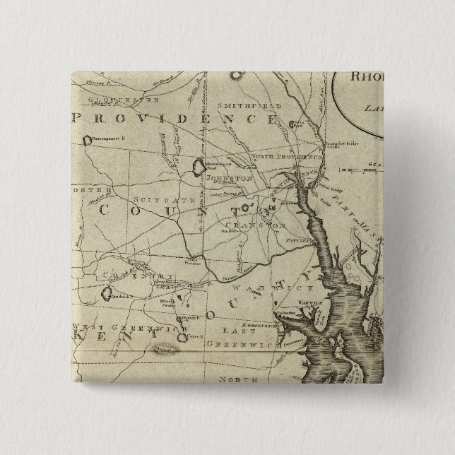 Bóton Quadrado 5.08cm Estado de Rhode Island 2 (Frente)