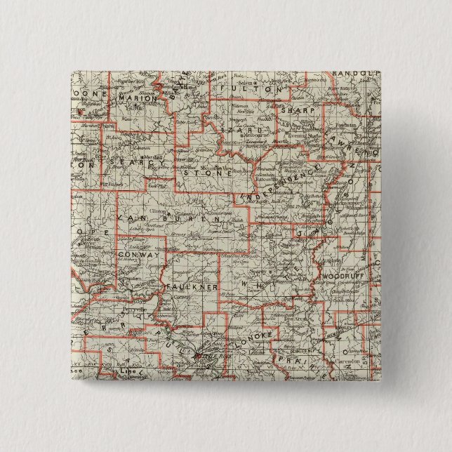 Bóton Quadrado 5.08cm Estado do Arkansas (Frente)
