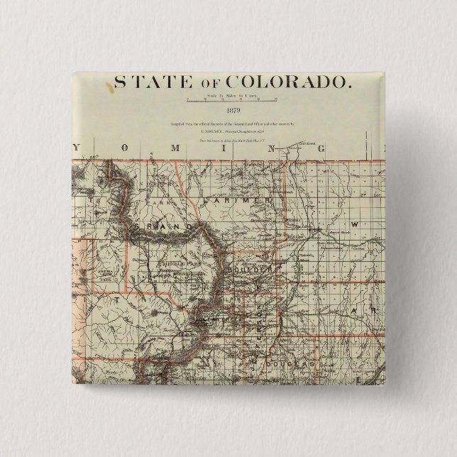 Bóton Quadrado 5.08cm Estado do Colorado (Frente)