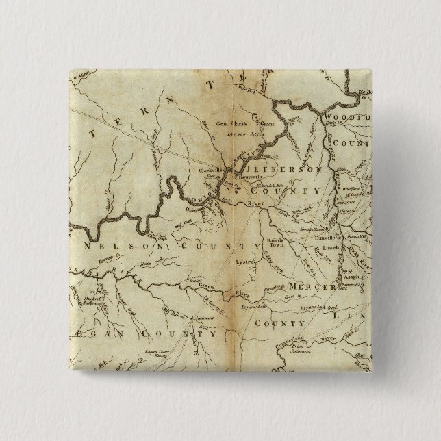 Bóton Quadrado 5.08cm Estado do Kentucky (Frente)