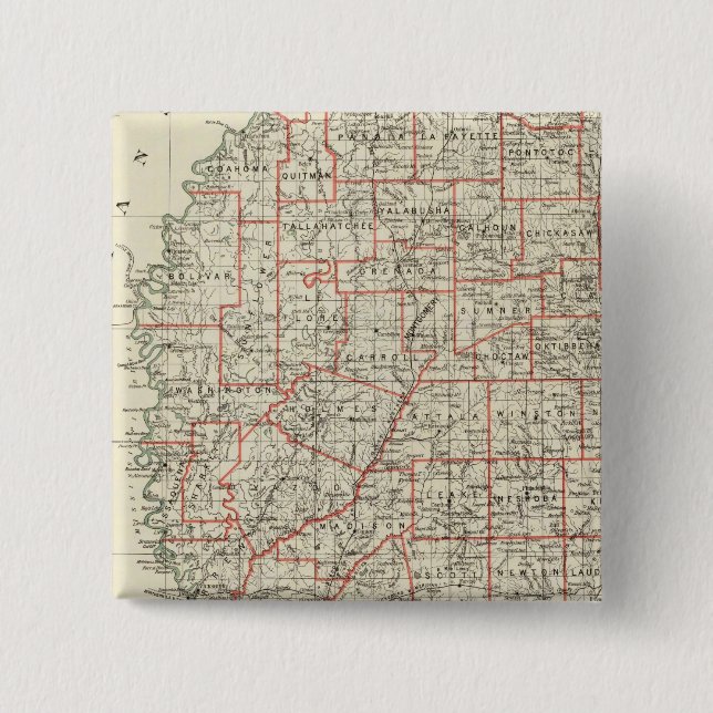Bóton Quadrado 5.08cm Estado do Mississippi (Frente)