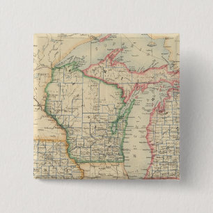 Bóton Quadrado 5.08cm Estados de Michigan, Wisconsin e Iowa